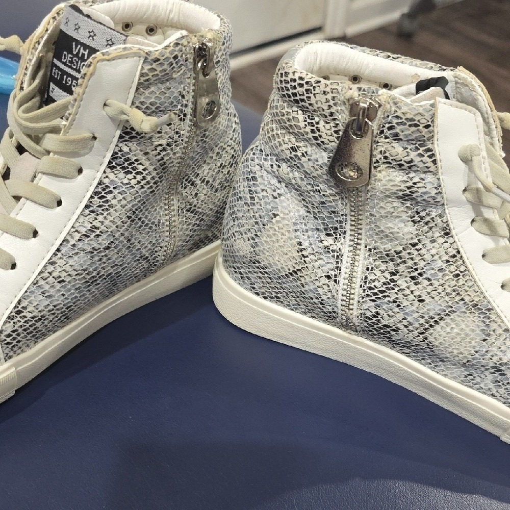 Vintage Havana VH Design Snakeskin Metallic High Top Sneakers Silver Gray Sz 9 - Picture 3 of 10